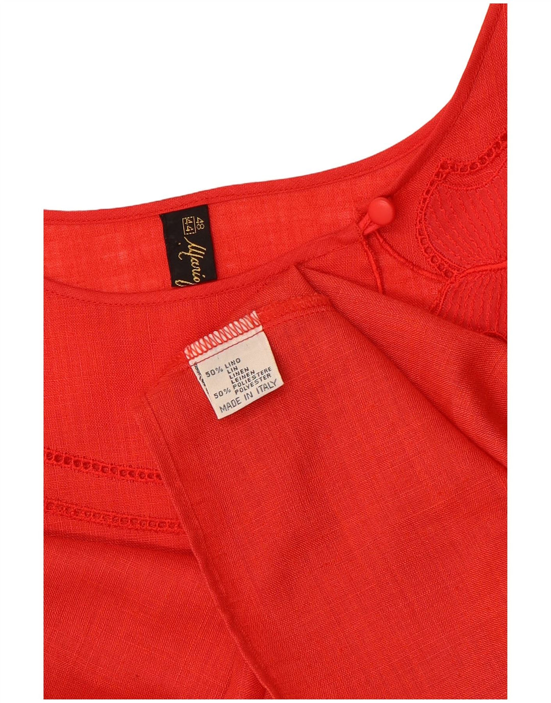 Blusa feminina Mario Pucci Cecconi Top IT 48 XL linho vermelho