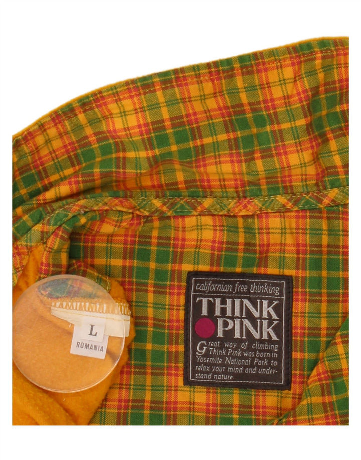Suéter de lã masculino Think Pink com zíper e gola grande amarelo