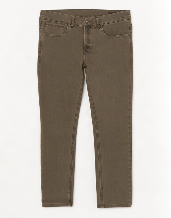 Dondup Mens George Cropped Jeans Skinny W32 L26 Algodão Cáqui