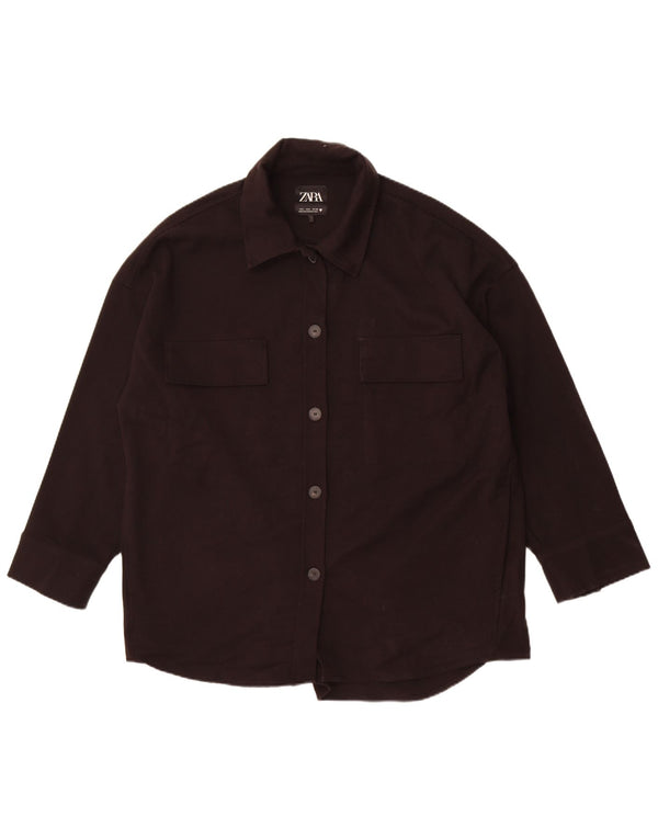 Zara Womens Oversized Bomber Jacket UK 16 Grande Poliéster Preto