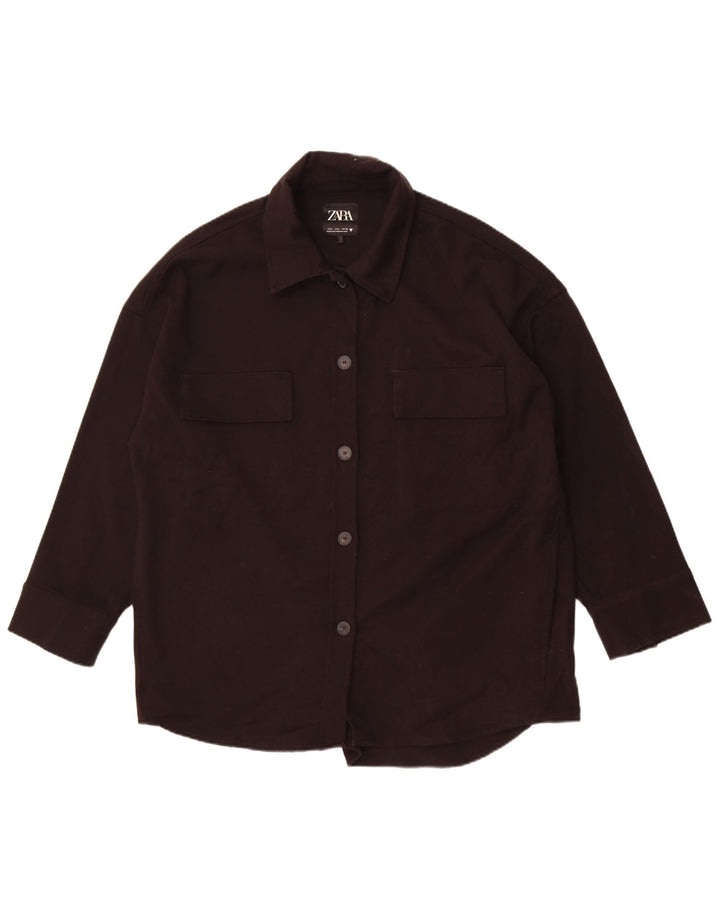 Zara Womens Oversized Bomber Jacket UK 16 Grande Poliéster Preto