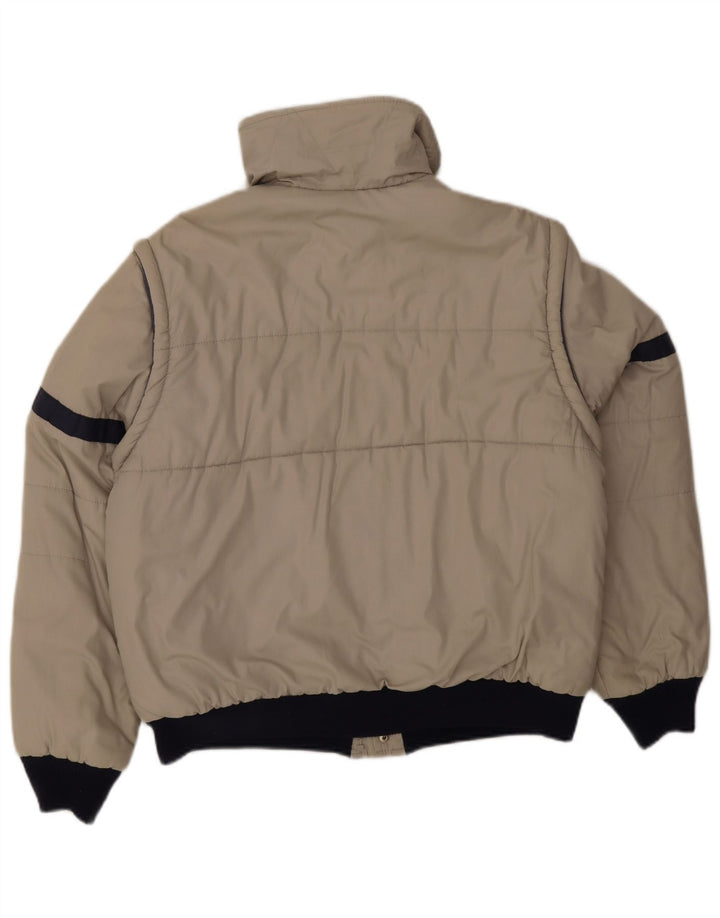 Jaqueta utilitária masculina vintage UK 38 poliéster cinza médio Colourblock