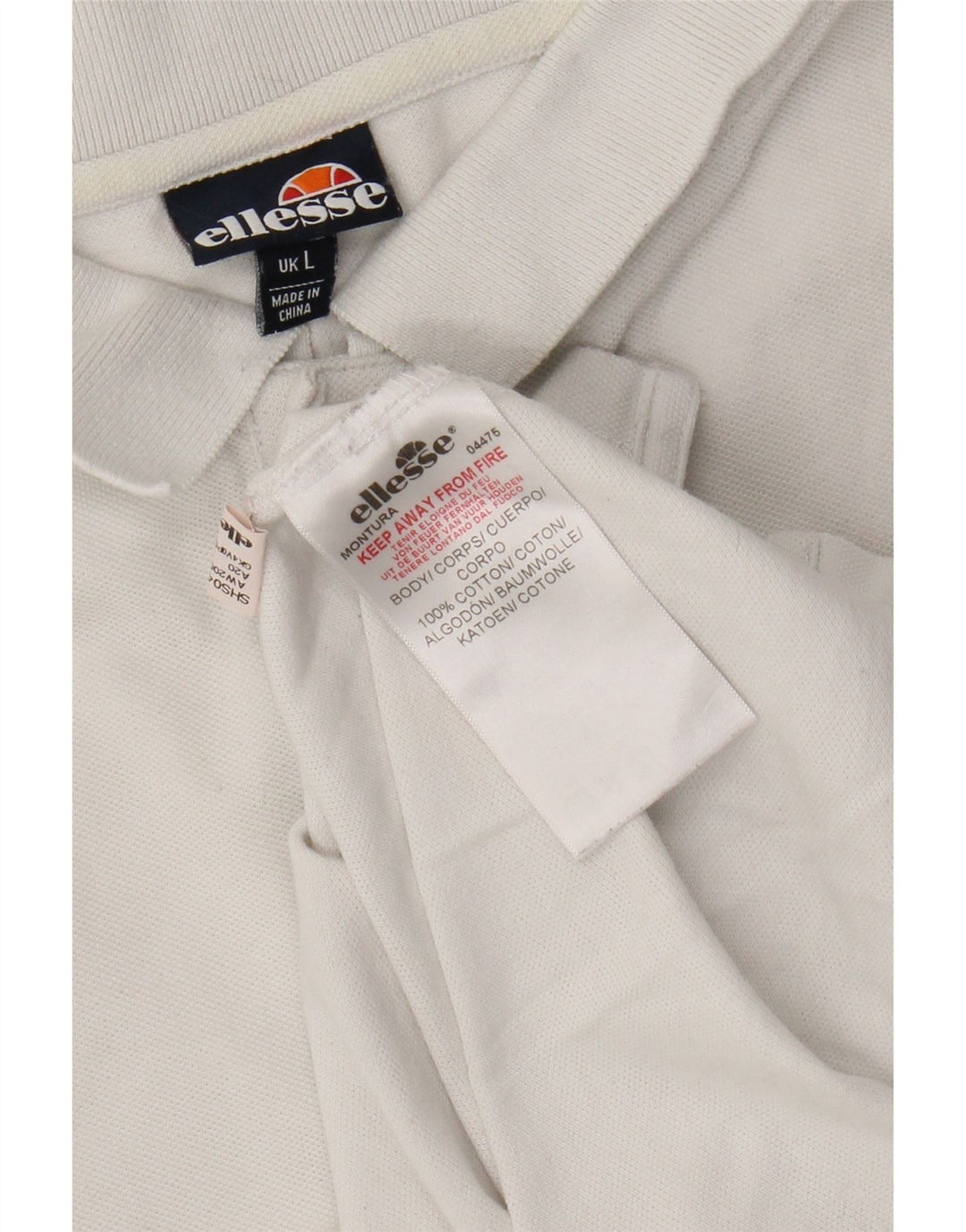 Polo Ellesse Boys 15-16 Anos Grande Algodão Branco