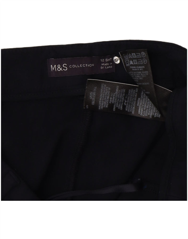 Calças cortadas femininas Marks & Spencer UK 12 médio W30 L25 azul marinho