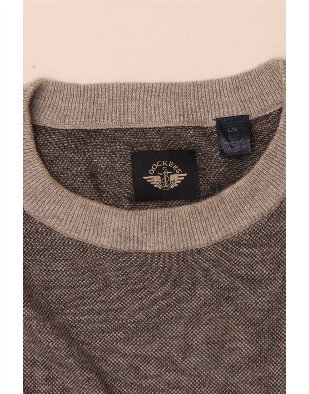 Suéter masculino Dockers com gola redonda grande cinza manchado