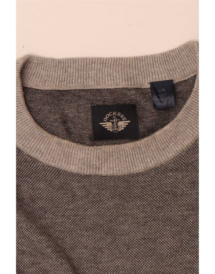Suéter masculino Dockers com gola redonda grande cinza manchado