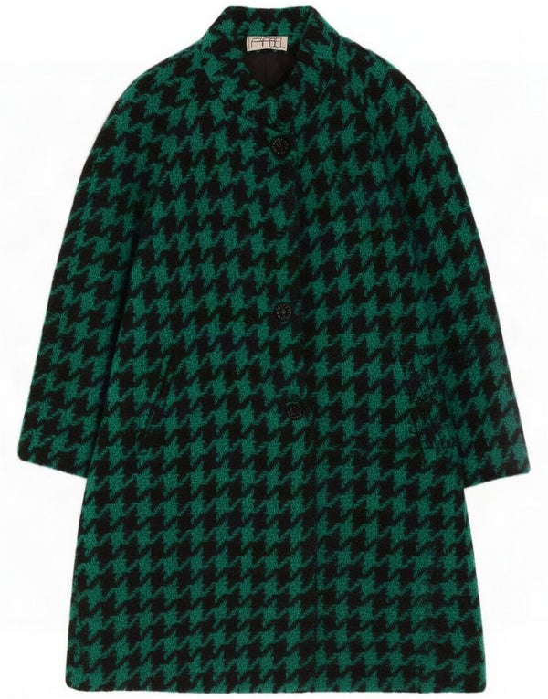 Sobretudo feminino vintage Reino Unido 18 XL verde Houndstooth