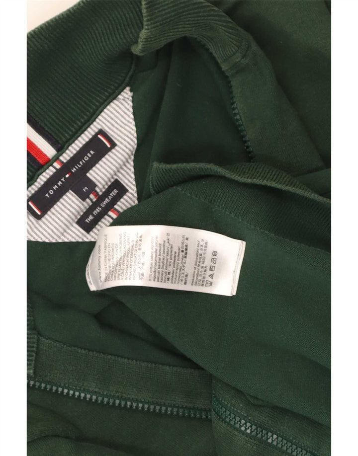 Tommy Hilfiger Suéter masculino com zíper completo e algodão verde médio