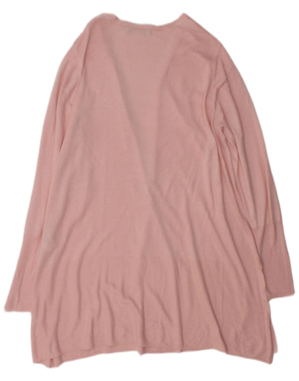 Suéter feminino Marks & Spencer Longline Open Cardigan Reino Unido 16 grande rosa