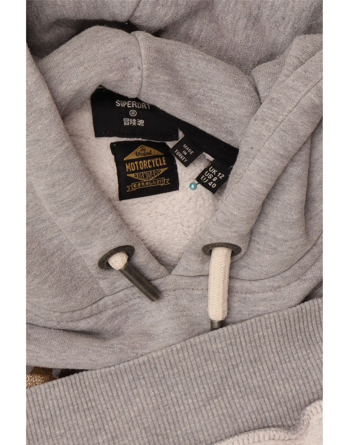 Superdry Womens Graphic Hoodie Jumper UK 12 cinza médio