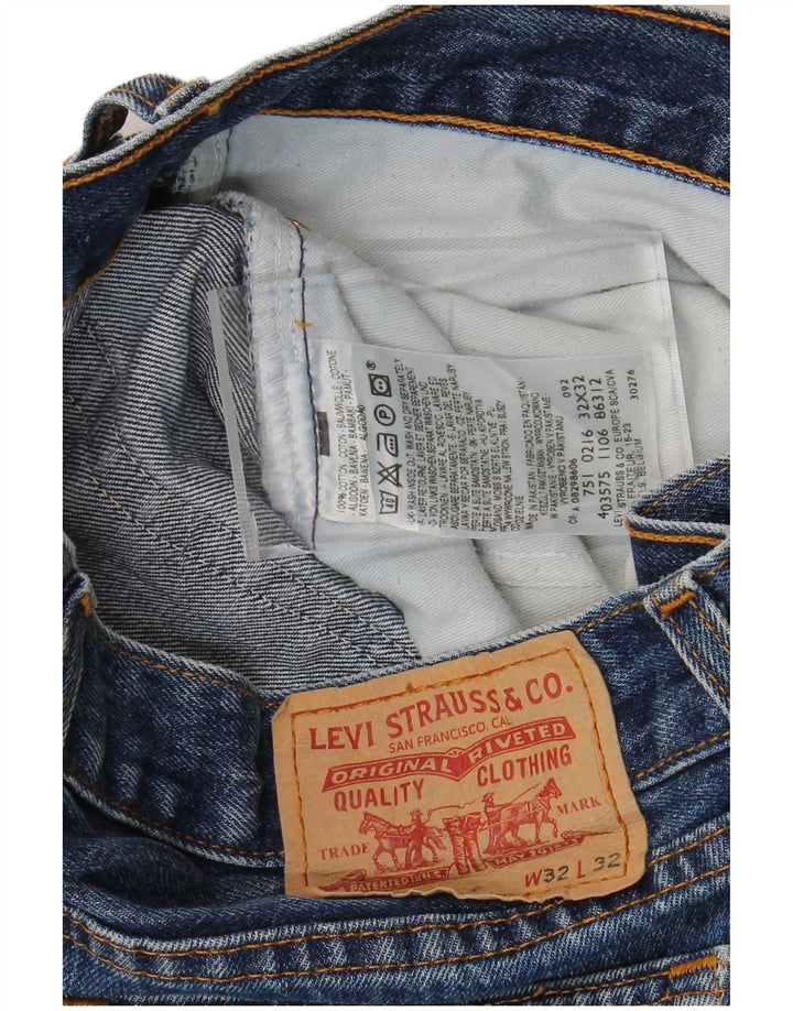 Jeans retos masculinos Levi's W32 L27 algodão azul