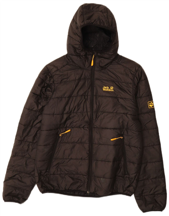 Jaqueta masculina acolchoada com capuz JACK WOLFSKIN Reino Unido 34 poliéster preto pequeno