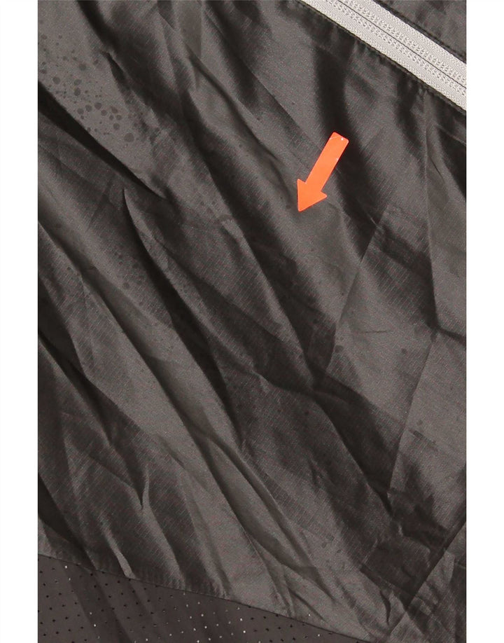 Jaqueta de chuva masculina Adidas UK 42 XL preta colorblock poliéster