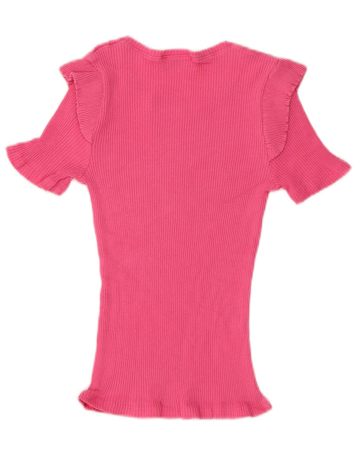Zara Blusa Feminina Top UK 8 Pequena Rosa