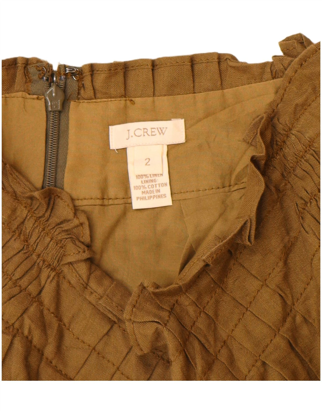 J. Crew saia larga feminina EUA 2 XS W26 linho cáqui
