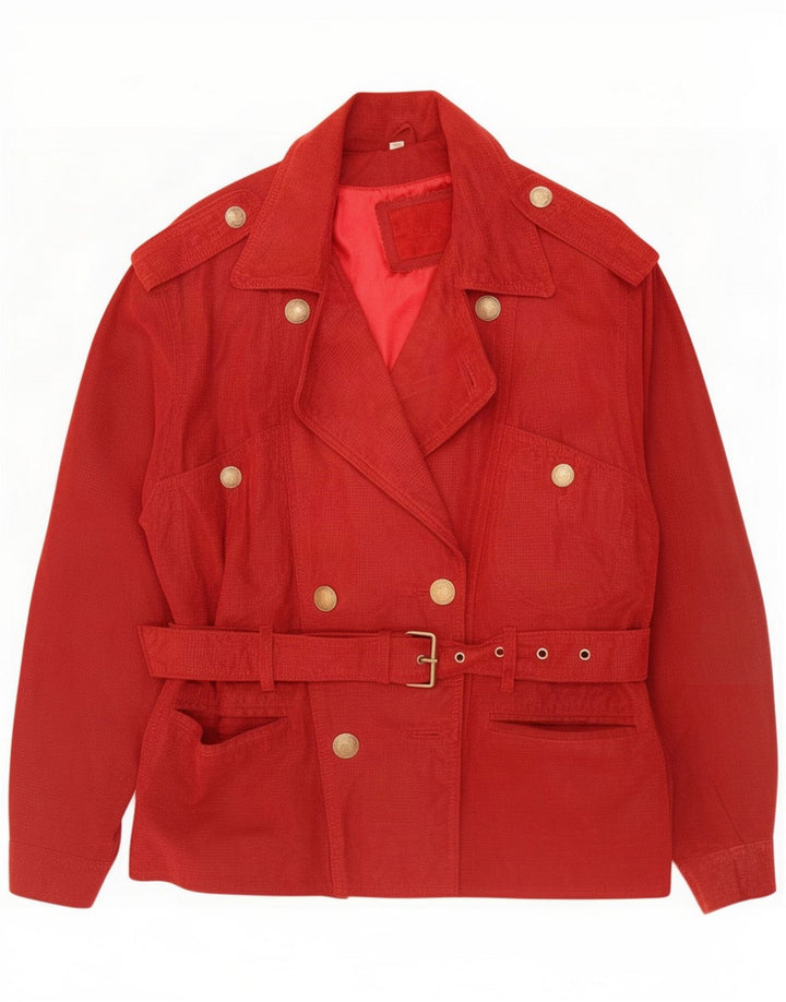 Jaqueta de camurça feminina vintage UE 36 couro vermelho pequeno