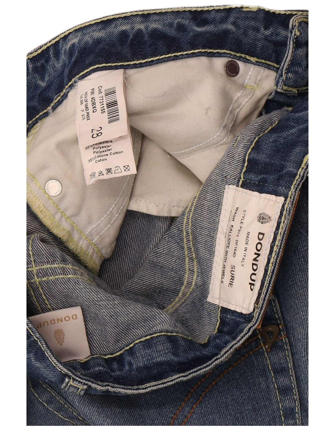 Dondup feminino capri jeans W28 L26 algodão azul