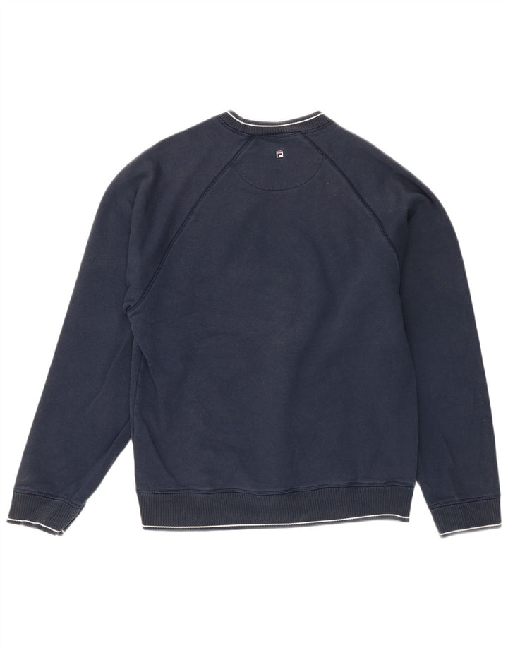 Fila moletom gráfico masculino jumper médio azul marinho algodão