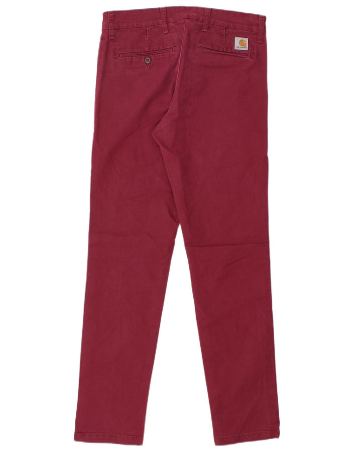 Calça chino feminina CARHARTT W31 L30 algodão borgonha