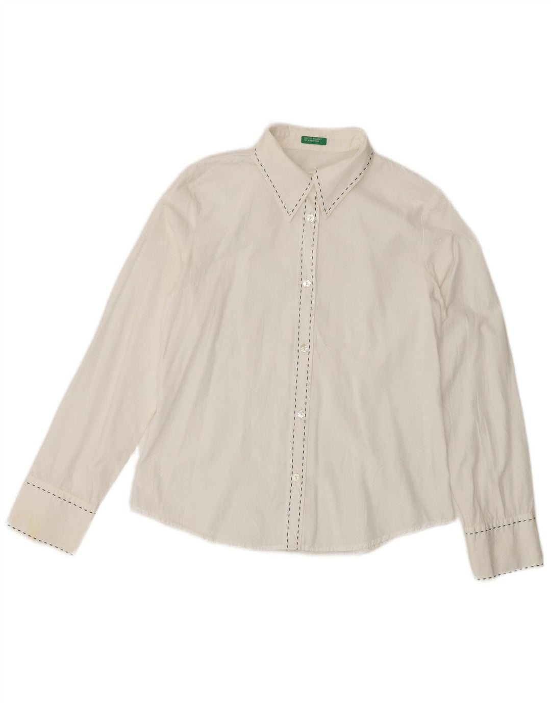 BENETTON Girls Shirt 9-10 Years Large  White Cotton
