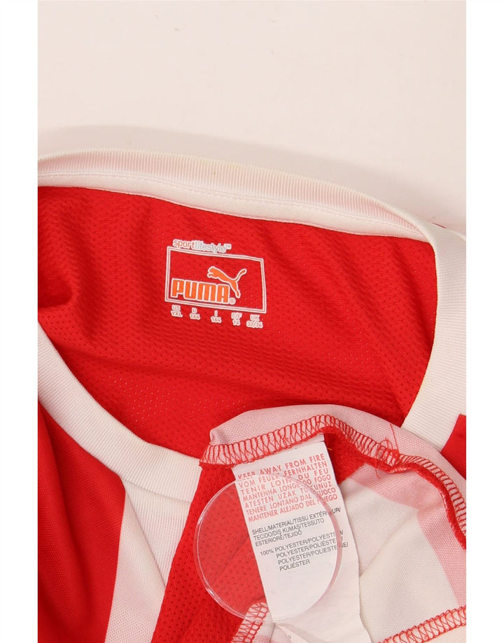 PUMA Meninos Top Manga Comprida 13-14 Anos Poliéster Listrado Vermelho