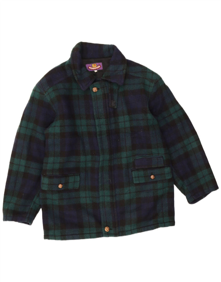 Casaco corta-vento masculino Wear Over UK 38 lã xadrez azul marinho médio
