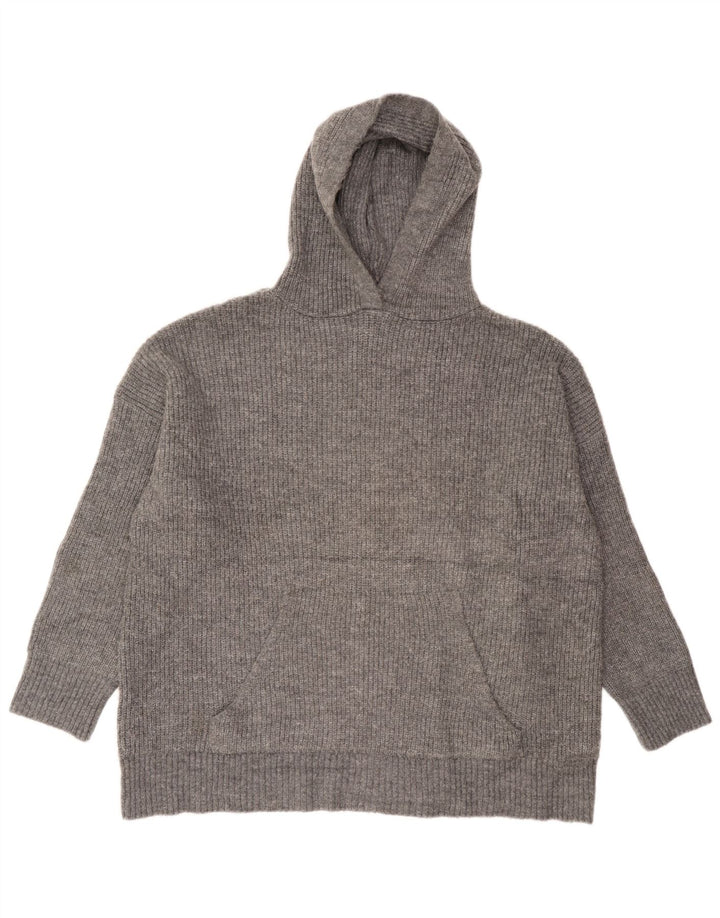 Suéter feminino Zara com capuz grande e grande Reino Unido 14 cinza médio acrílico