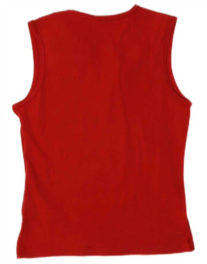 Puma Womens Graphic Vest Top UK 10 Pequeno Algodão Vermelho