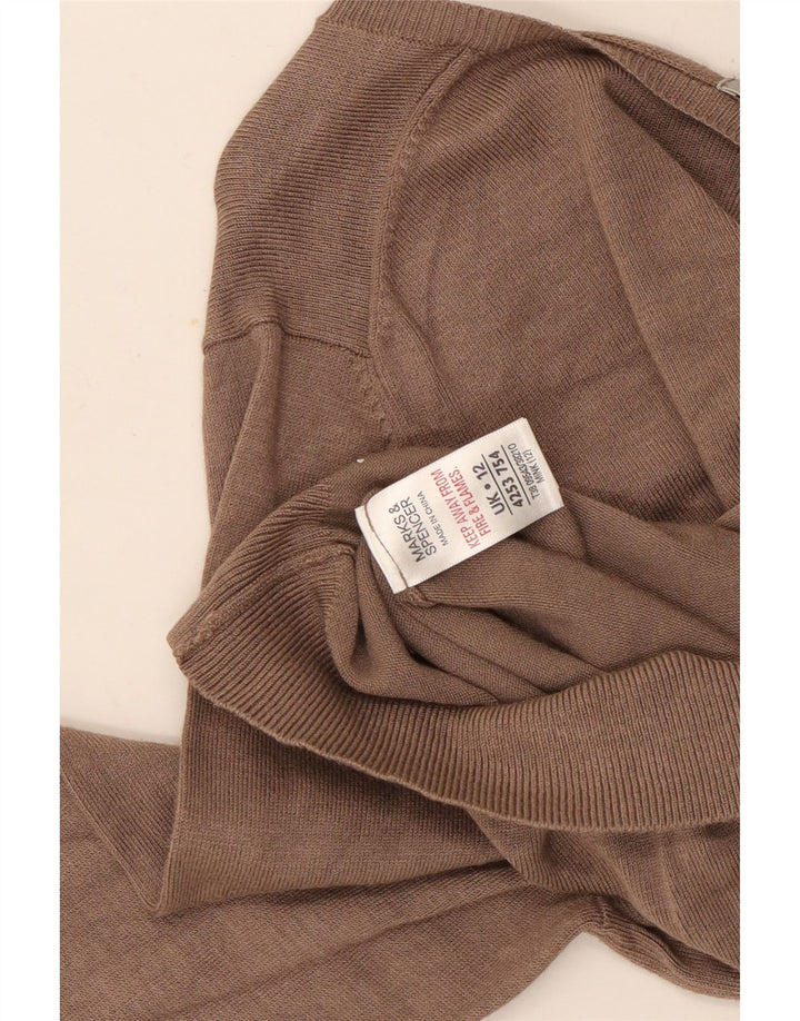 Suéter feminino Marks & Spencer com decote em V Reino Unido 12 viscose marrom médio