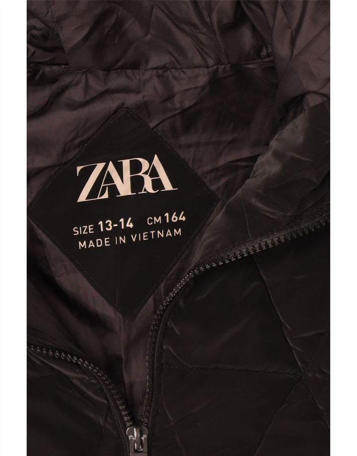 Zara Jaqueta acolchoada com capuz para meninas 13-14 anos preta