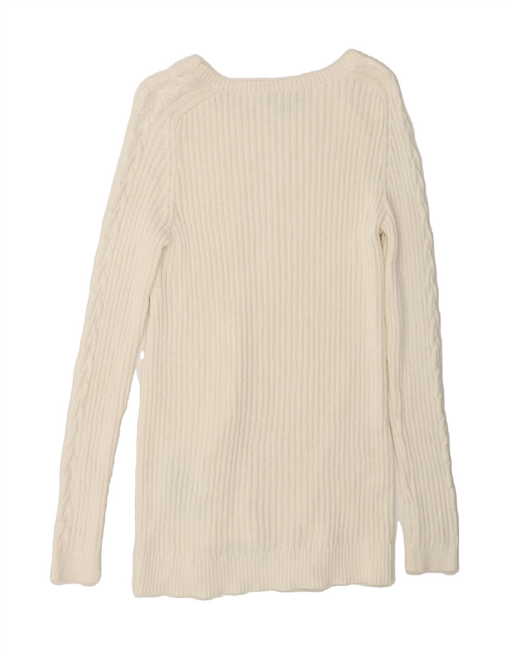 NAUTICA Womens Boat Neck Jumper Sweater UK 12 Medium Off White Cotton Vintage Nautica and Second-Hand Nautica from Messina Hembry 