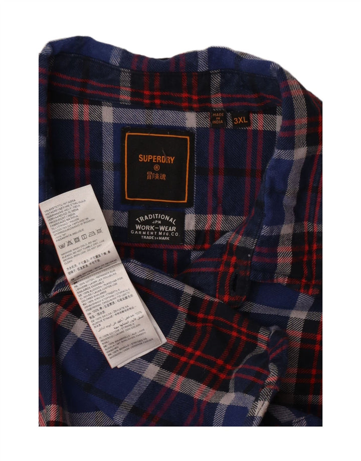 Camisa masculina de flanela Superdry 3XL algodão xadrez azul