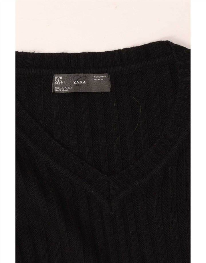 Suéter masculino Zara com decote em V grande acrílico preto