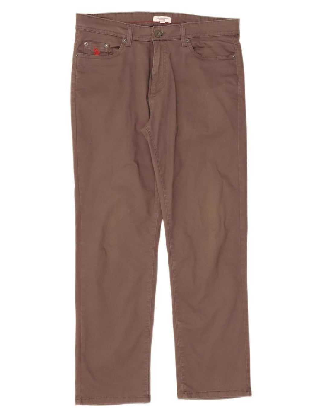 ASSN POLO DOS EUA. Calça casual reta masculina W34 L29 algodão marrom