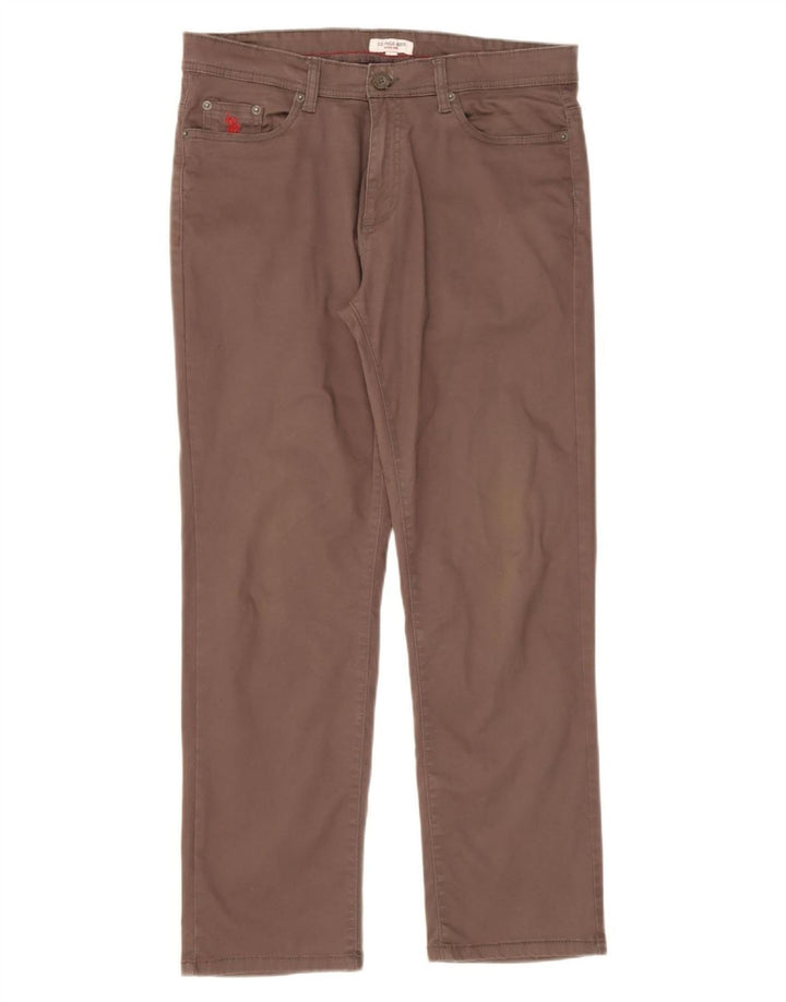 ASSN POLO DOS EUA. Calça casual reta masculina W34 L29 algodão marrom