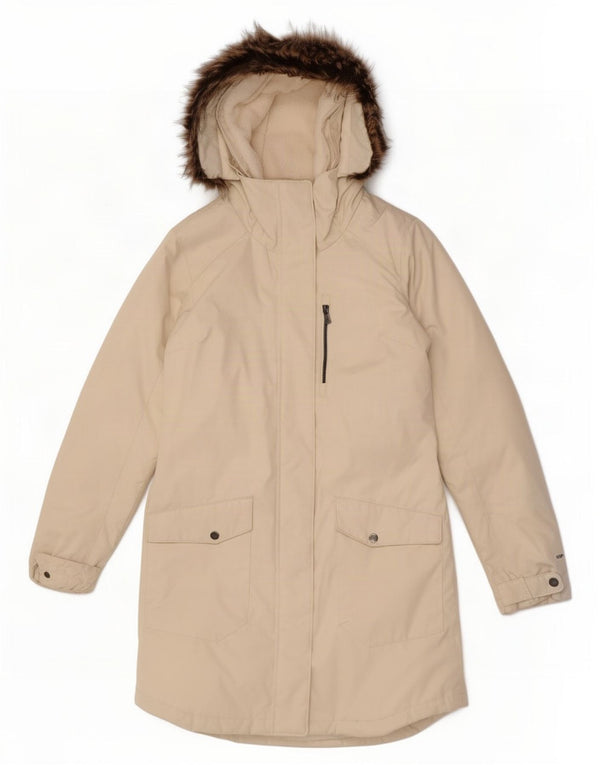Columbia Casaco feminino acolchoado com capuz e grandes dimensões UK 10 Small Off White
