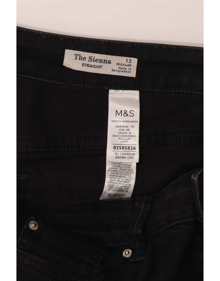 Marks & Spencer Feminino The Sienna Straight Jeans Reino Unido 12 Médio W32 L30 Preto
