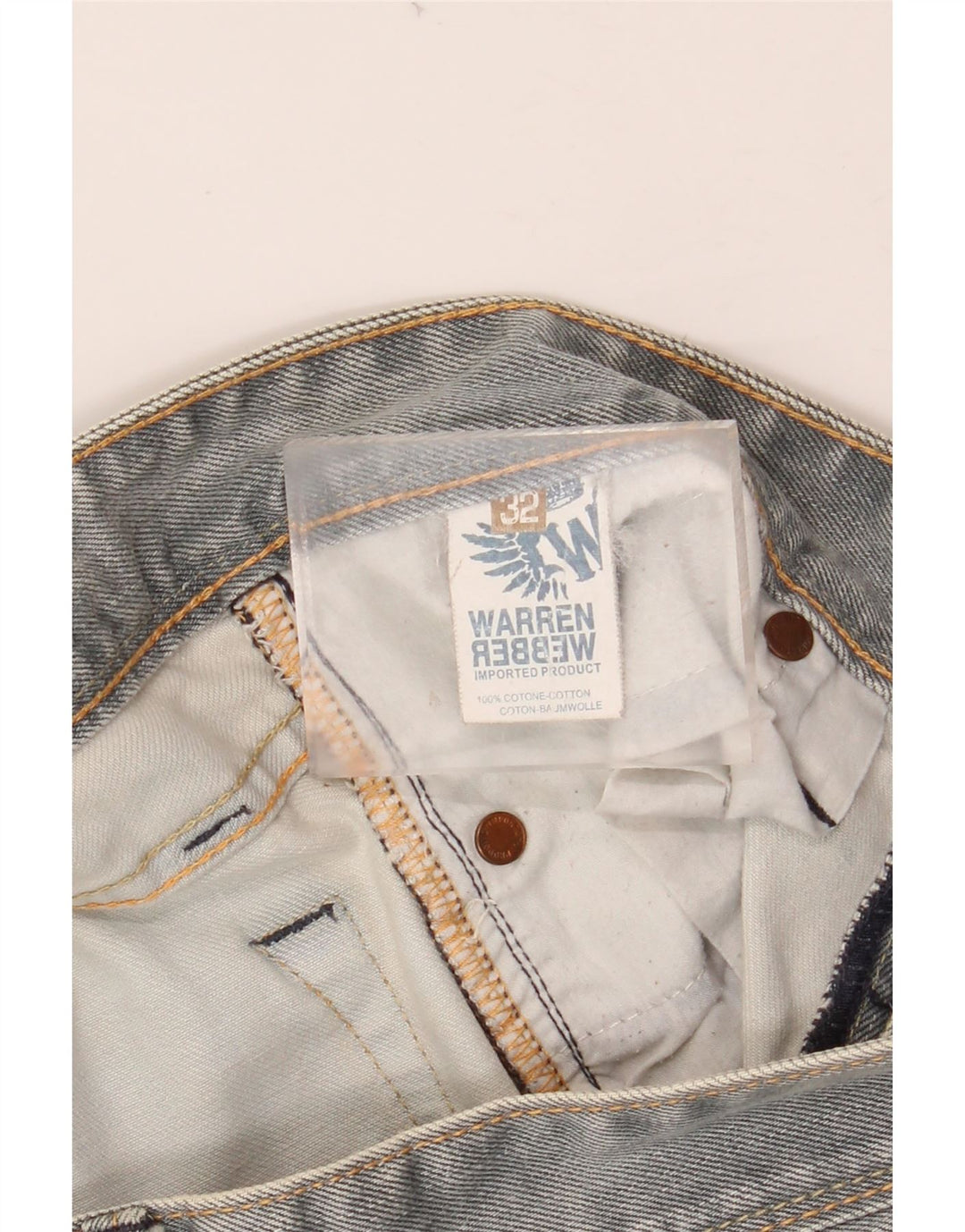 WARREN WEBBER Calça jeans reta masculina W32 L35 algodão cinza