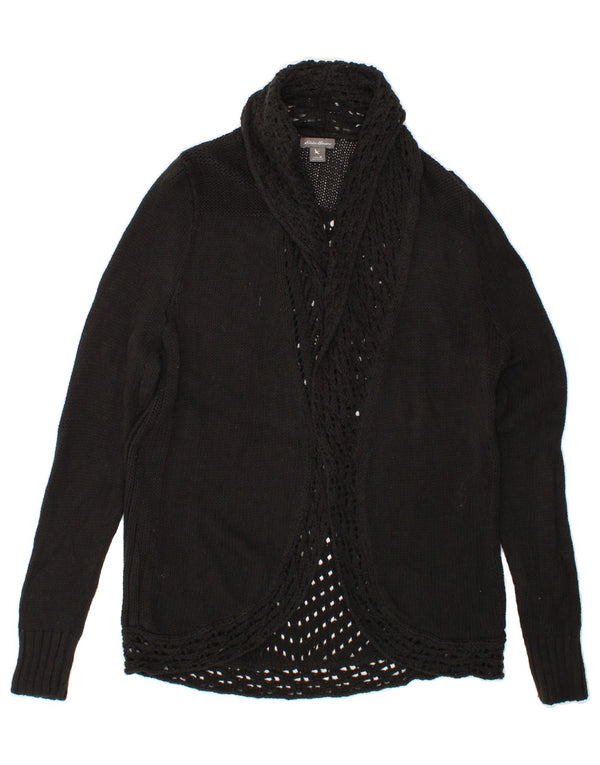Suéter cardigã feminino EDDIE BAUER Reino Unido 14 algodão preto médio