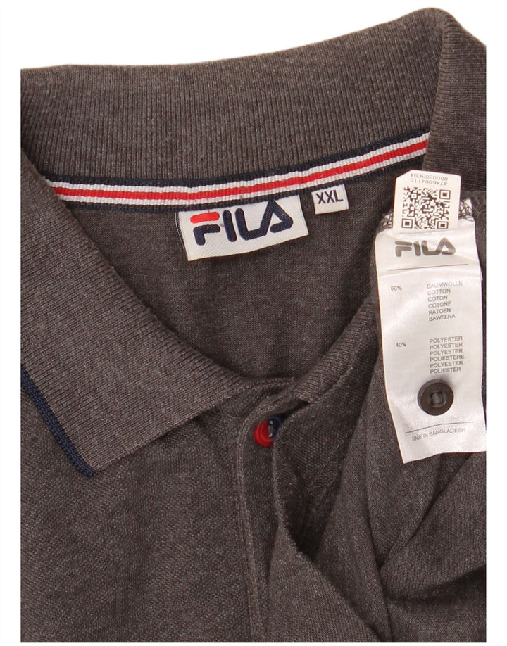 Camisa polo masculina Fila de manga comprida 2XL algodão cinza