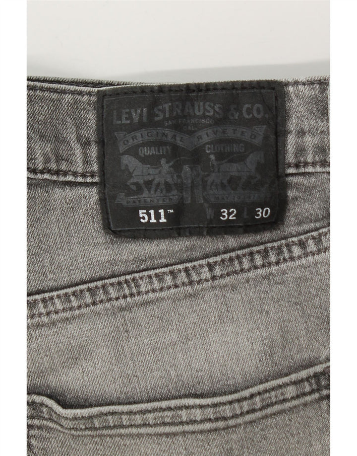 Levi's Masculino 511 Distressed Slim Jeans 32 L30 Cinza Algodão
