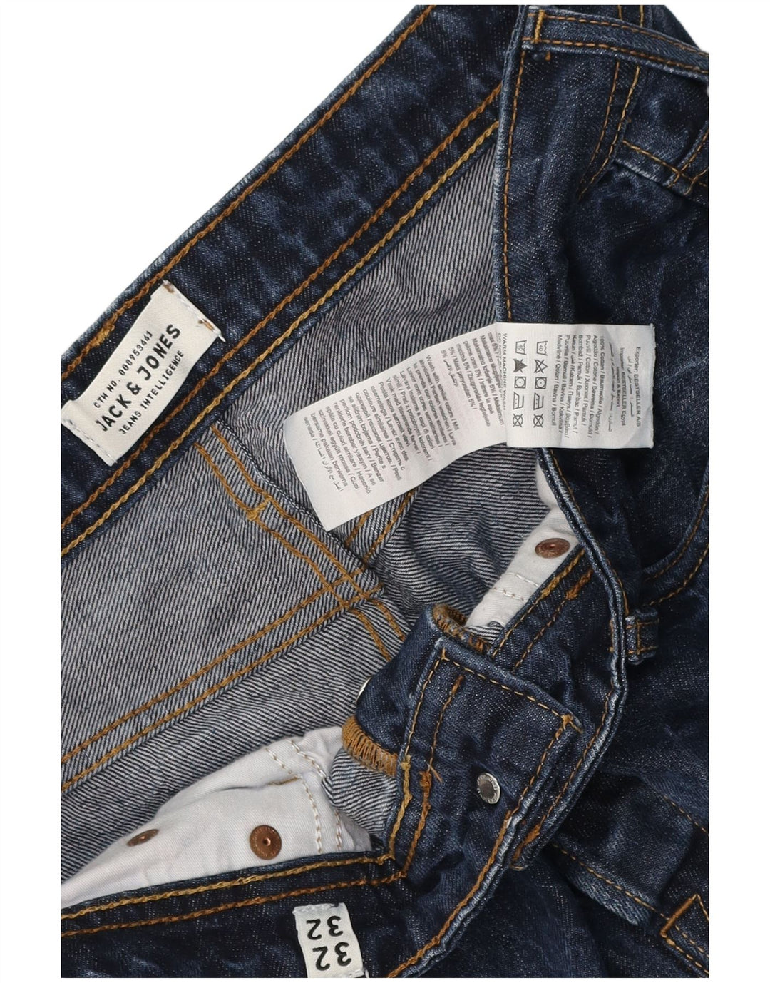 Jack & Jones Mens Slim Jeans W32 L32 Azul Marinho Algodão