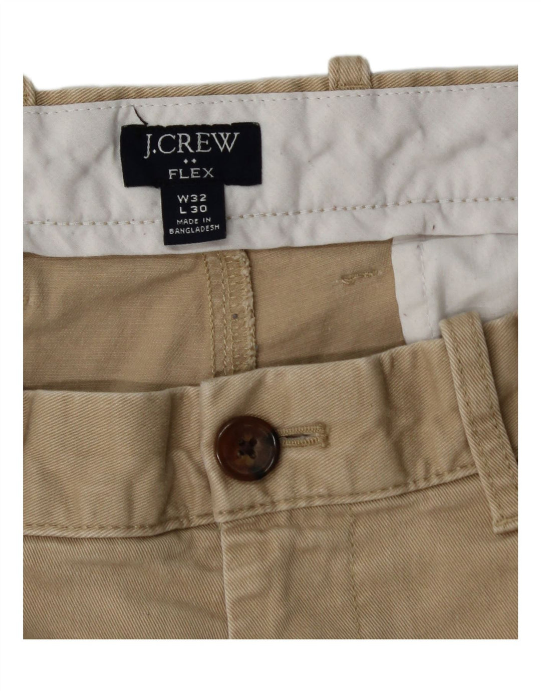 J. CREW Mens Flex Straight Chino Trousers W32 L30 Beige Cotton Vintage J. Crew and Second-Hand J. Crew from Messina Hembry 