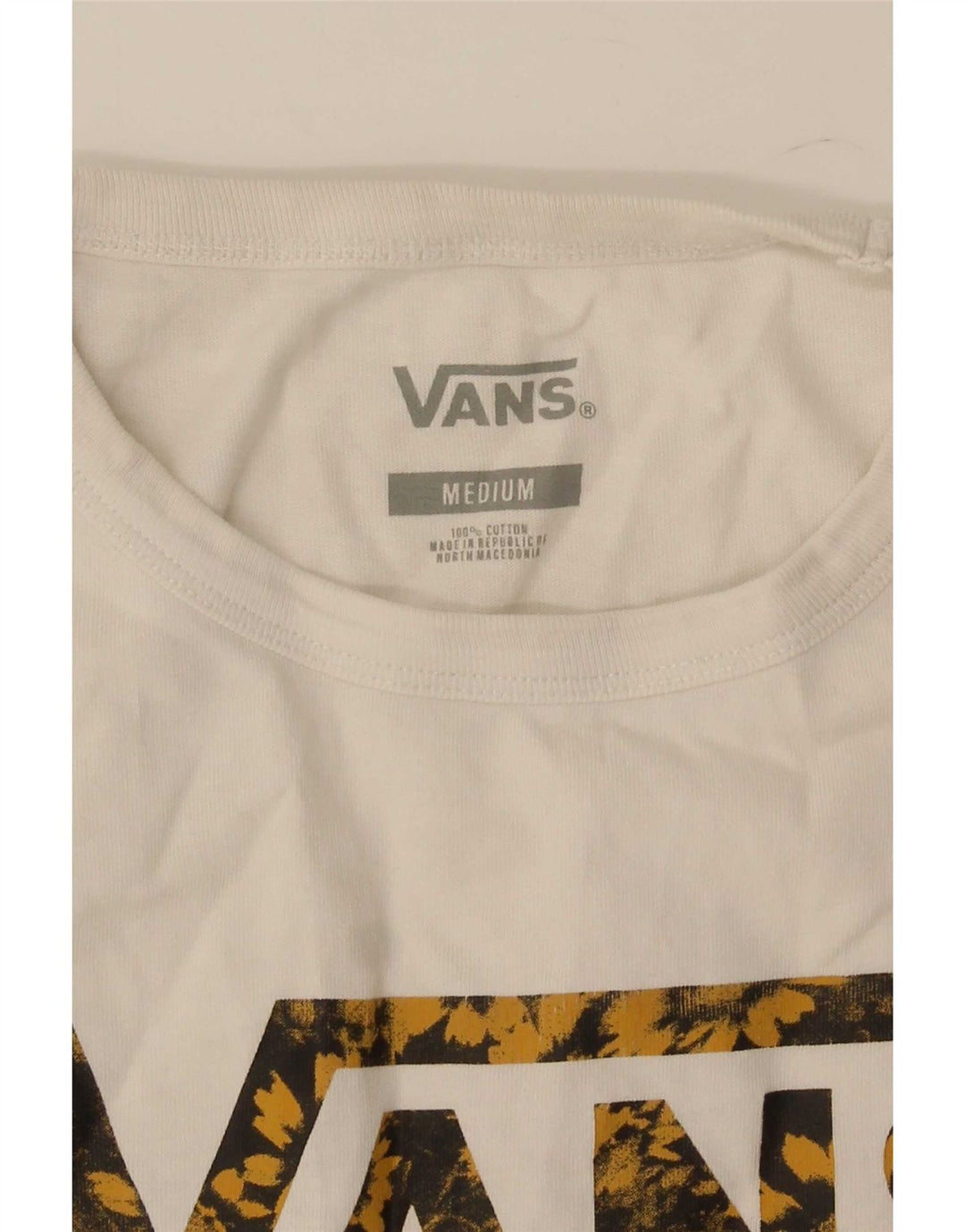 Camiseta feminina Vans com estampa gráfica UK 12 médio algodão branco