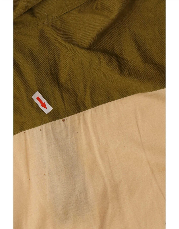 Camisa polo masculina vintage IT 50 bloco colorido bege médio