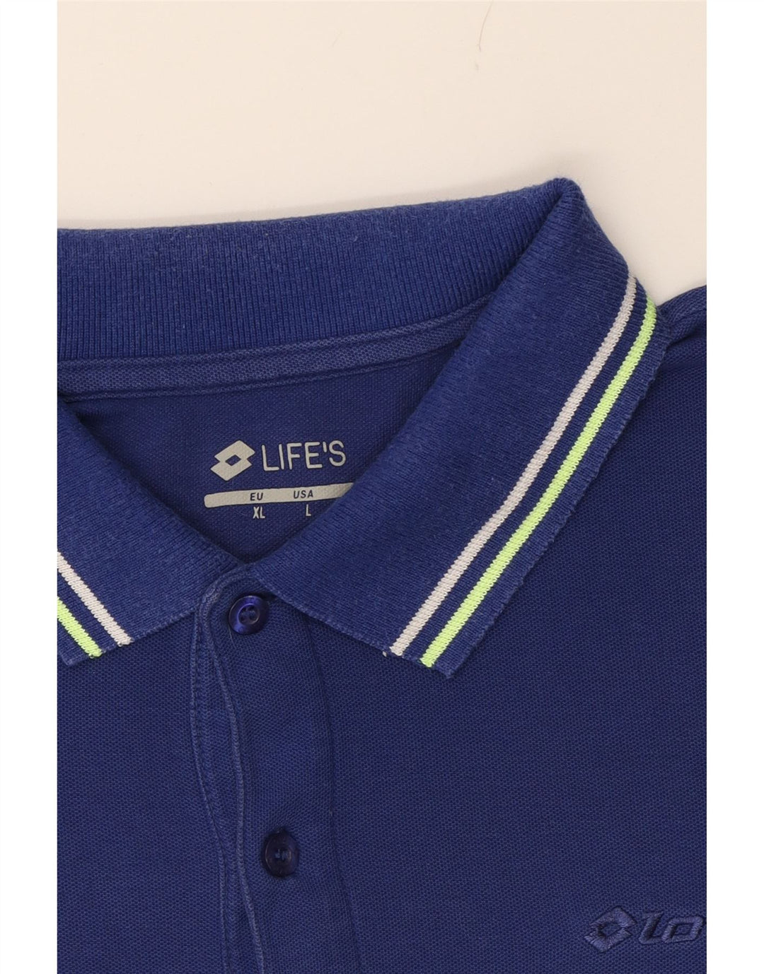 LOTTO Mens Polo Shirt XL Navy Blue Cotton Classic Vintage Lotto and Second-Hand Lotto from Messina Hembry 