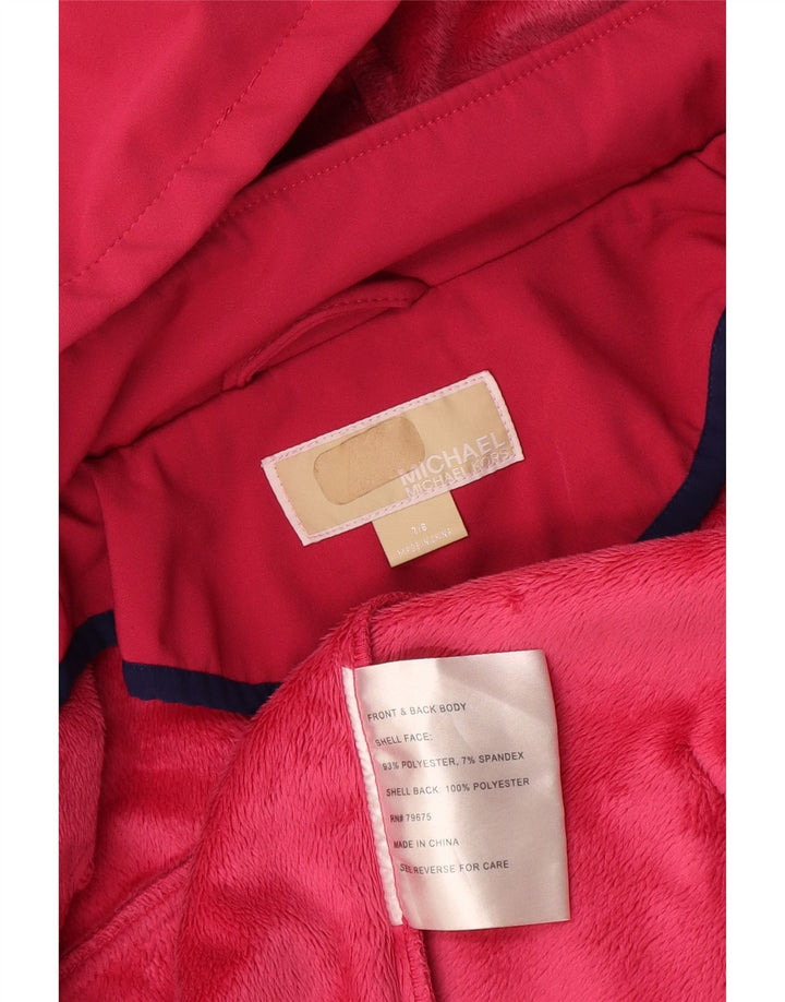 Jaqueta corta-vento com capuz para meninas Michael Kors 7-8 anos poliéster rosa
