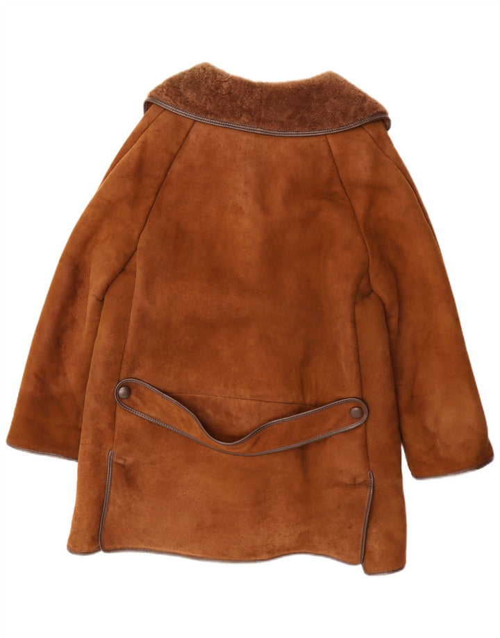 Casaco feminino grande de shearling Morlands Reino Unido 16 grande pele de carneiro marrom
