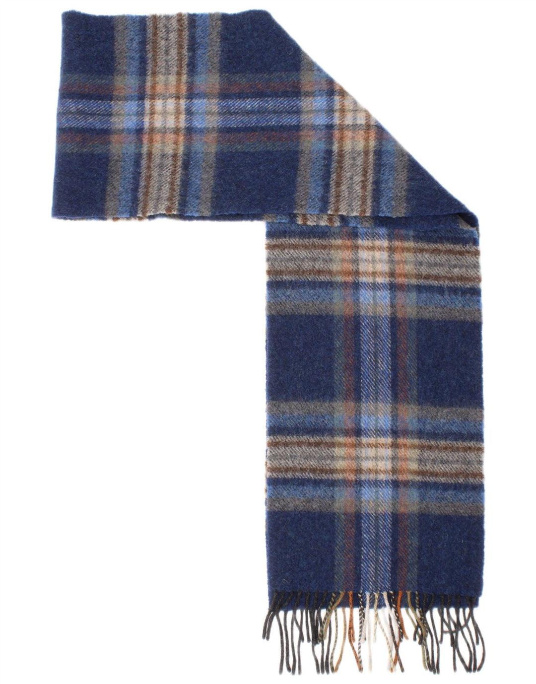 Lenço retangular masculino Blarney tamanho único xadrez azul lã de cordeiro clássico