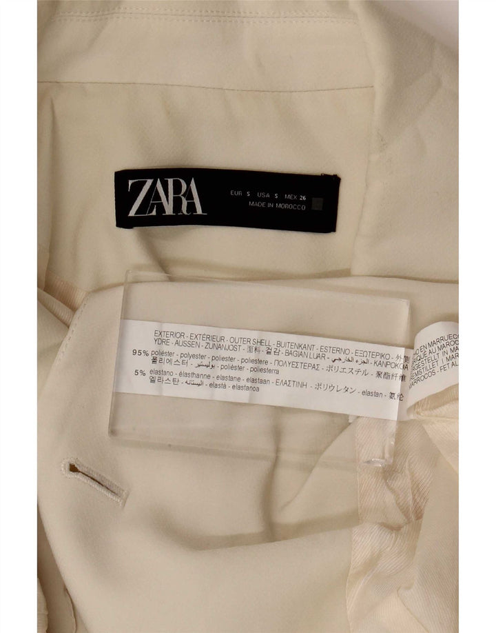 Colete feminino Zara Longline UK 10 pequeno poliéster branco